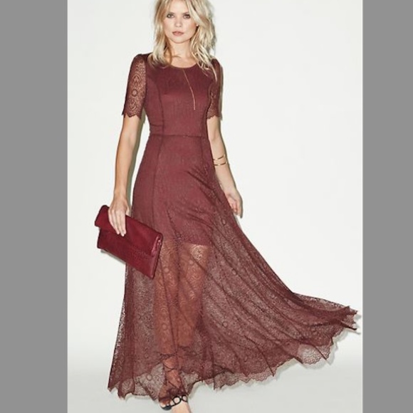 Nightcap Dresses & Skirts - Nightcap Jacquard Lace Dress in Wine